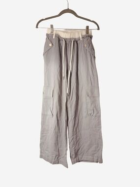 Anna Rae Wide Leg Cargo Pants with Contrast Waistband - Size XS